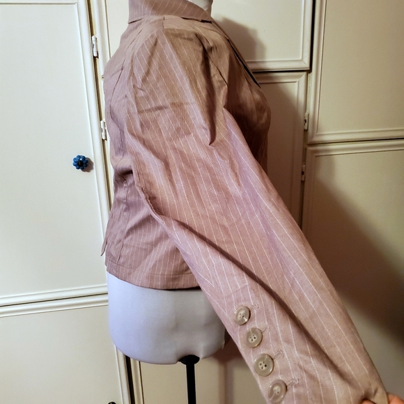 Lane Bryant Lt. Brown Pinstripe Blazer - Picture 2 of 4